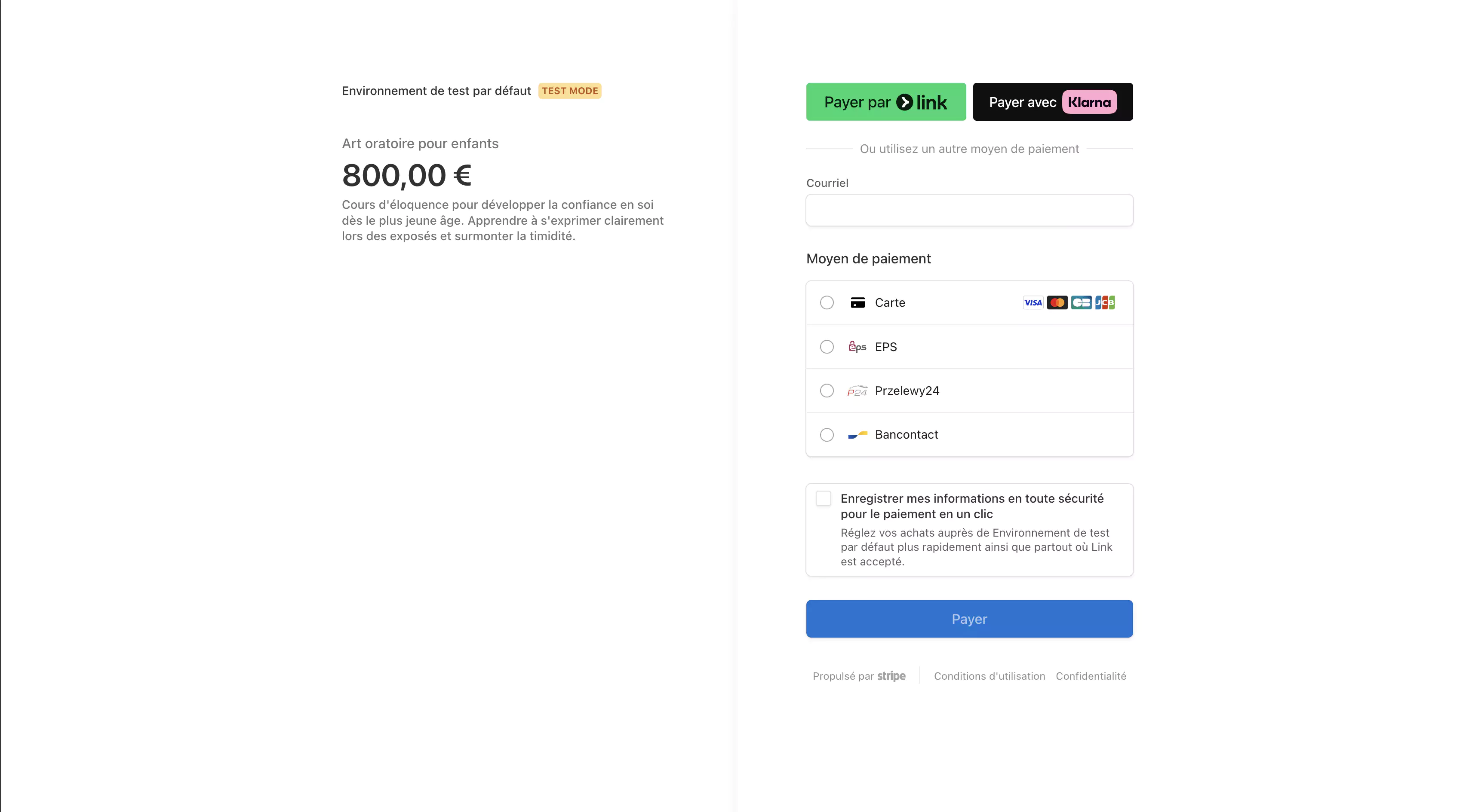 Interface de paiement sécurisé