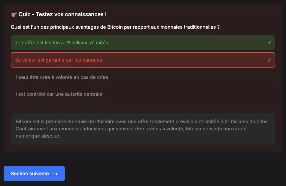 Évaluation des connaissances par quiz interactifs
