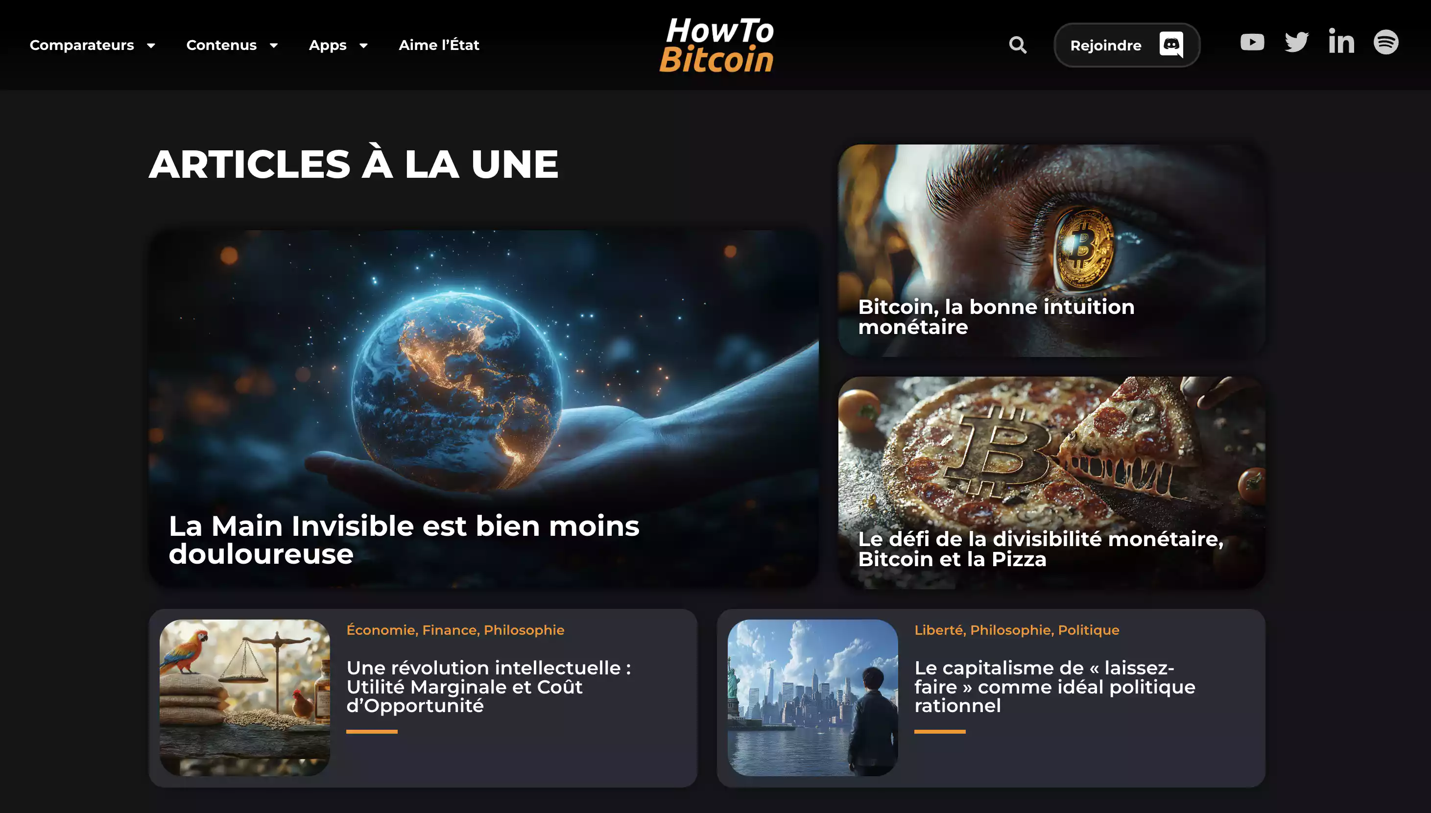 Section blog avec les derniers articles