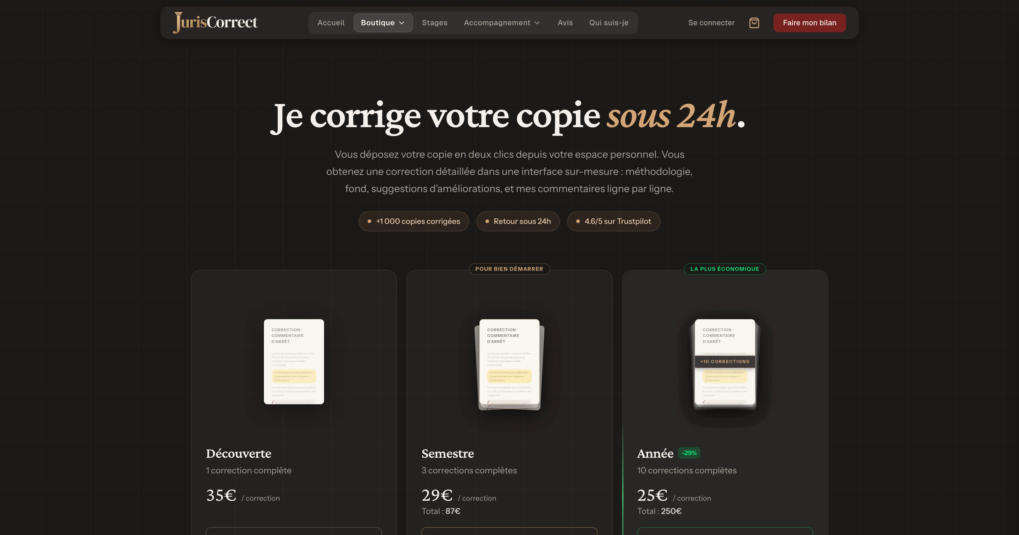 Boutique de corrections de copies