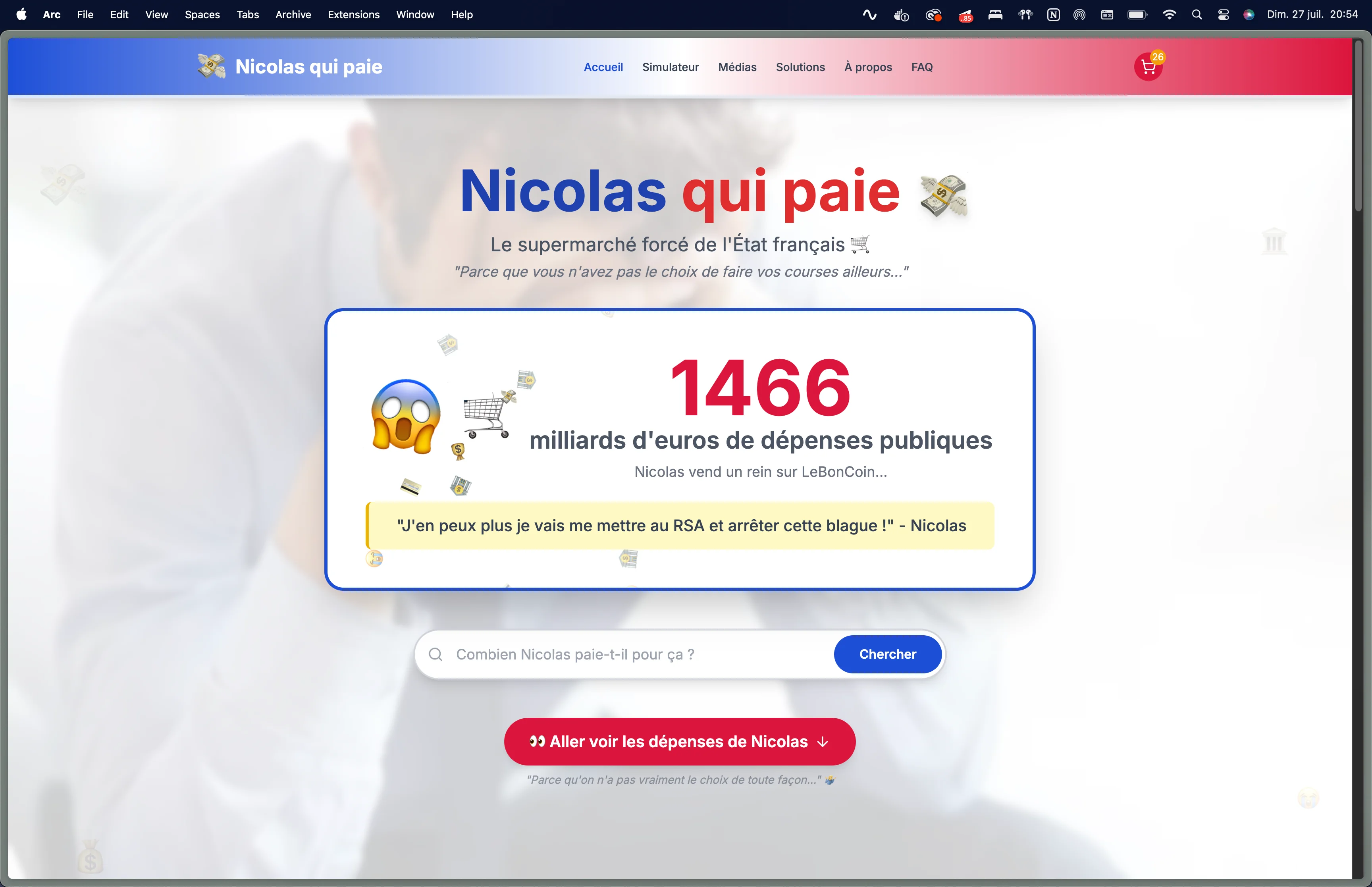 Page d'accueil avec approche engageante et humoristique