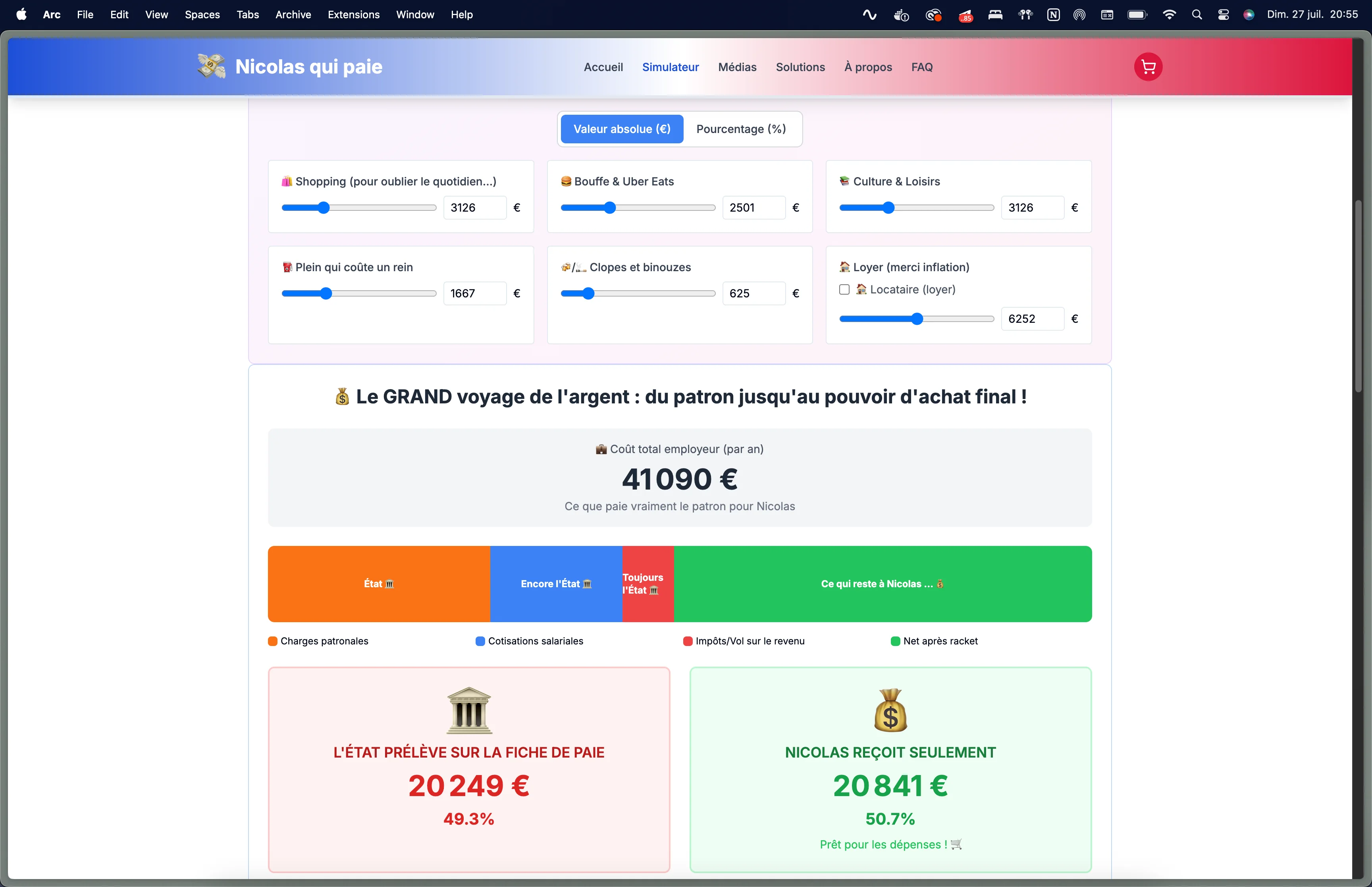 Simulateur interactif de prélèvements fiscaux sur salaire