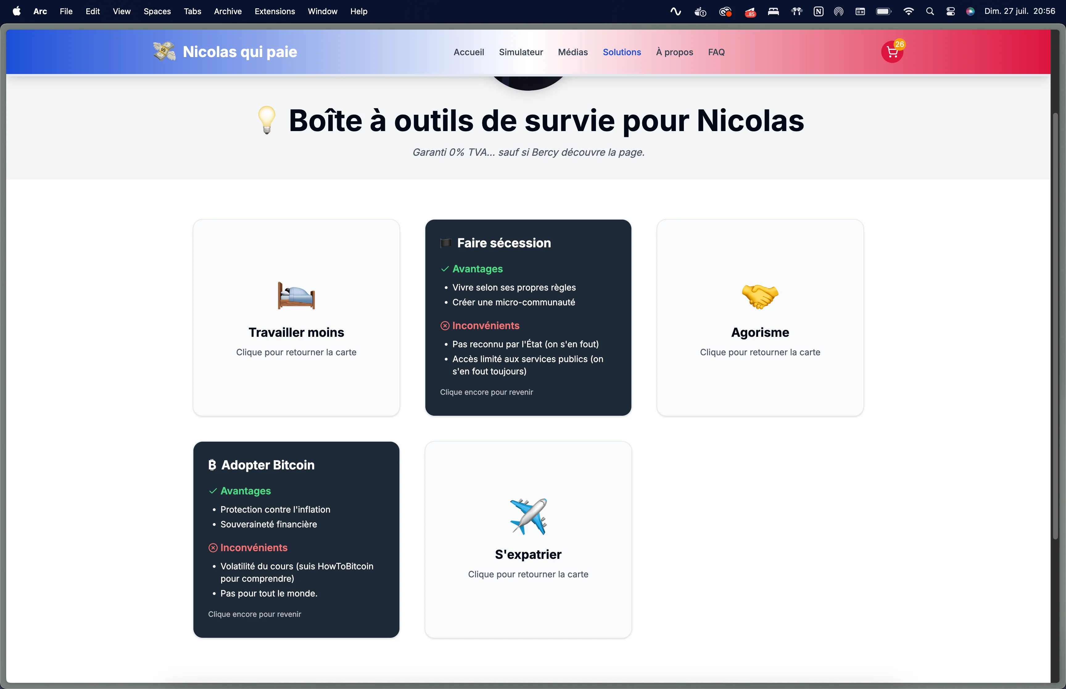 Page des solutions d'optimisation fiscale légale