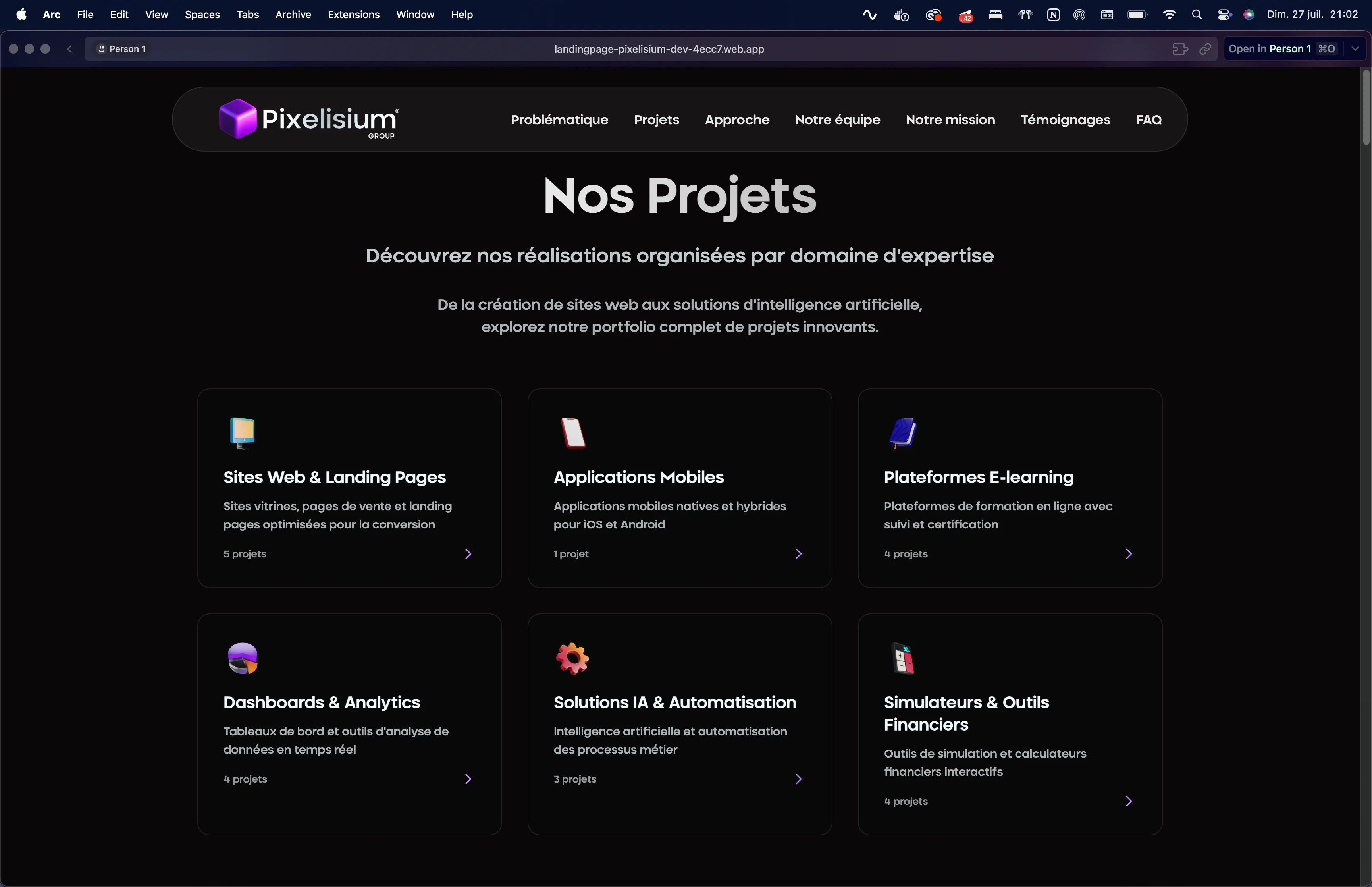 Portfolio dynamique avec système de catégorisation des réalisations