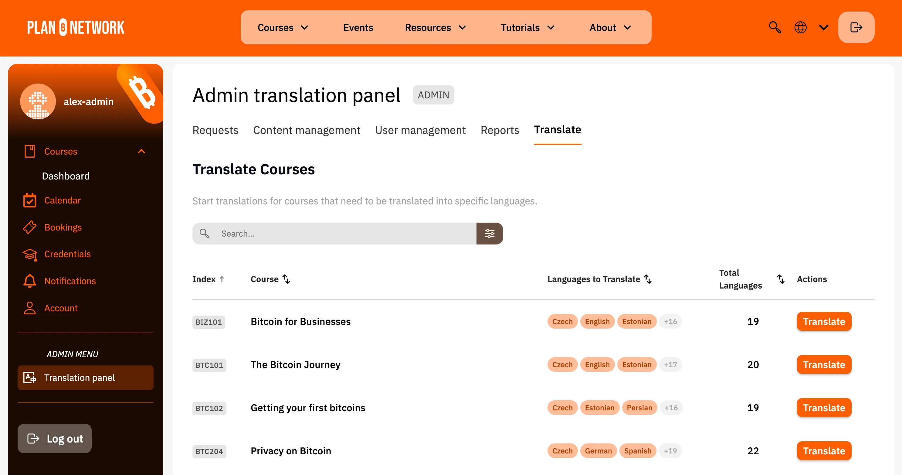 Gestion des workflows de traduction des cours
