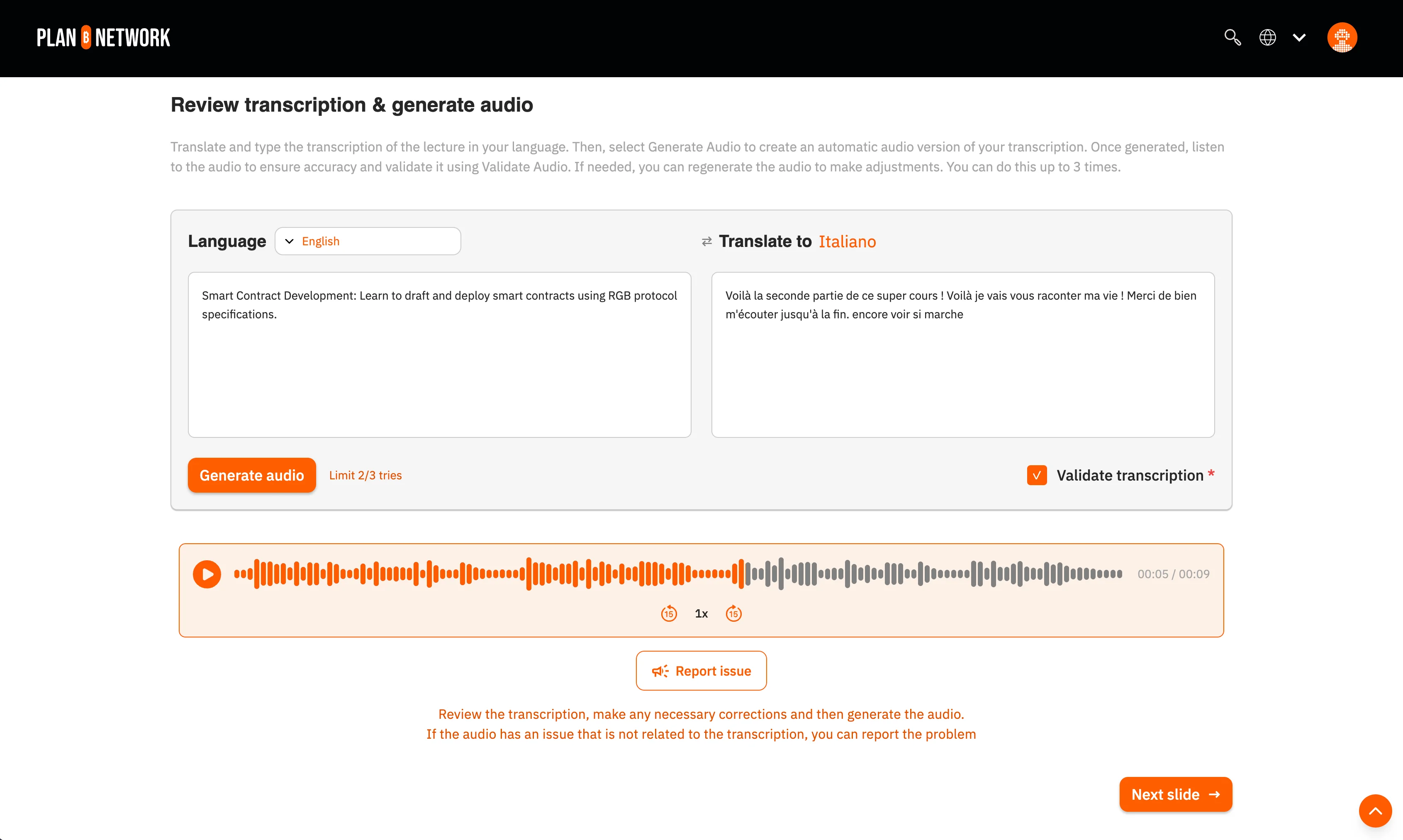 Interface de traduction audio et synchronisation vocale